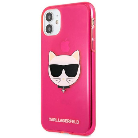 Karl Lagerfeld Choupette Head - pouzdro pro iPhone 11 (fluo růžové)