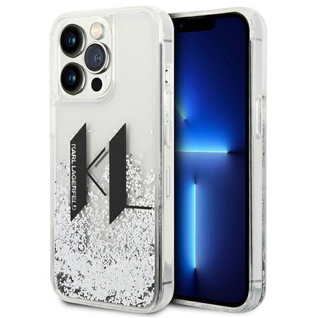 Karl Lagerfeld Liquid Glitter Big Logo Case - Coque pour iPhone 14 Pro Max (argent)