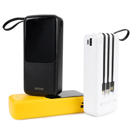 WEKOME WP-10 Pop Digital Series - Power bank 20000 mAh beépített USB-C / Lightning / Micro USB / USB-A kábellel (sárga)
