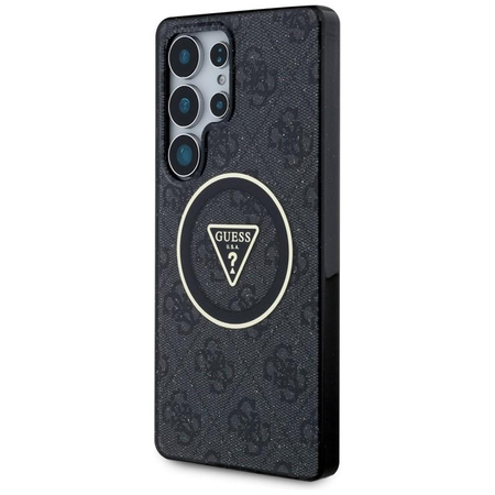 Guess 4G Glitter Triangle Buttons MagSafe - pouzdro pro Samsung Galaxy S25 Ultra (černé)