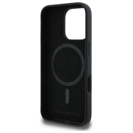 Karl Lagerfeld Silikon Karl Kopf Druck MagSafe - iPhone 16 Pro Tasche (schwarz)