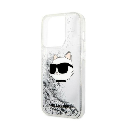 Karl Lagerfeld Liquid Glitter NFT Choupette Head - Hülle für iPhone 14 Pro Max (Silber)
