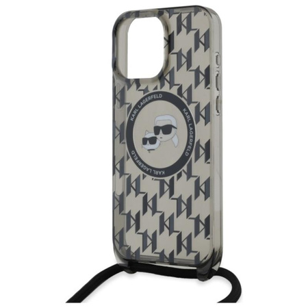 Karl Lagerfeld IML Crossbody Monogram Karl & Choupette Head MagSafe - Hülle für iPhone 16 Pro (schwarz)