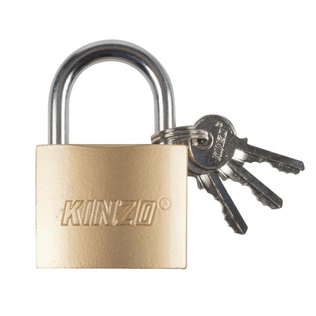 Kinzo - 50 mm brass padlock with 3 keys