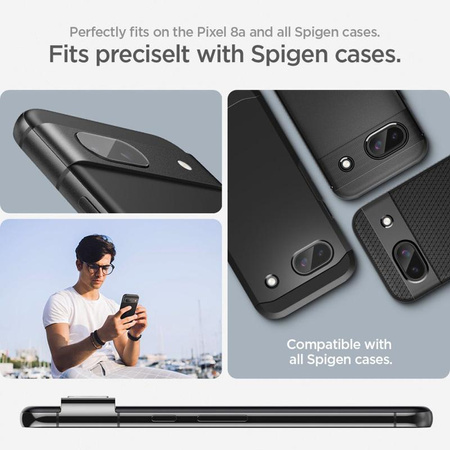 Spigen Optik.TR EZ Fit kamera objektívvédő 2-Pack - Objektívvédő üveg Google Pixel 8A (2 db) (fekete)
