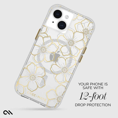Case-Mate Floral Gems MagSafe - iPhone 15 Plus Tasche (Gold)