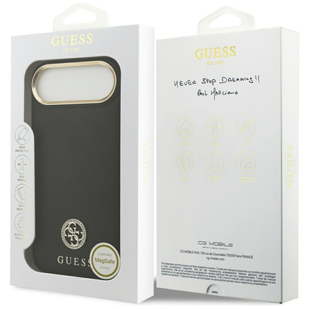 Guess Grained Strass Logo MagSafe - Hülle iPhone Air (schwarz)