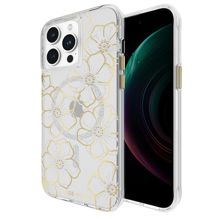 Case-Mate Floral Gems MagSafe - Étui pour iPhone 15 Pro Max (Or)