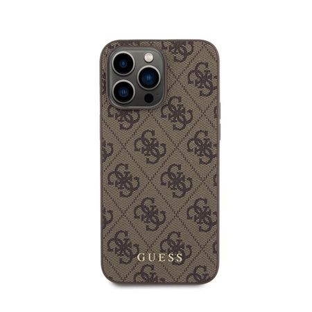 Guess 4G Metal Logo Gold - Tasche für iPhone 15 Pro Max (Braun)