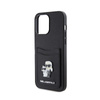 Karl Lagerfeld Saffiano Cardslot Karl & Choupette fém logó - iPhone 15 Pro Max tok (fekete)