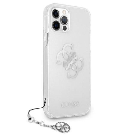 Guess 4G Big Logo Charm - pouzdro pro iPhone 12 / iPhone 12 Pro (stříbrné přívěsky)