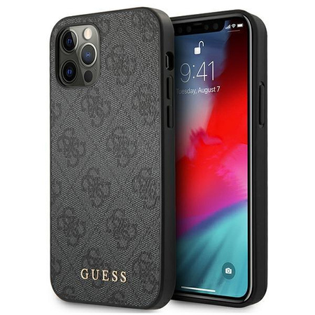 Guess 4G fém arany logó - iPhone 12 Pro Max tok (szürke)