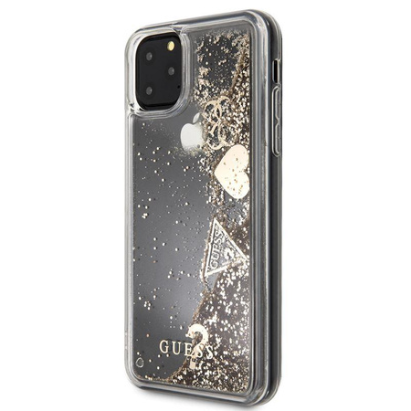 Guess Liquid Glitter Hearts - Etui iPhone 11 Pro Max (złoty)