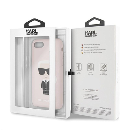 Karl Lagerfeld Fullbody Silicone Iconic - pouzdro pro iPhone SE 2020 / 8 / 7 (světle růžové)