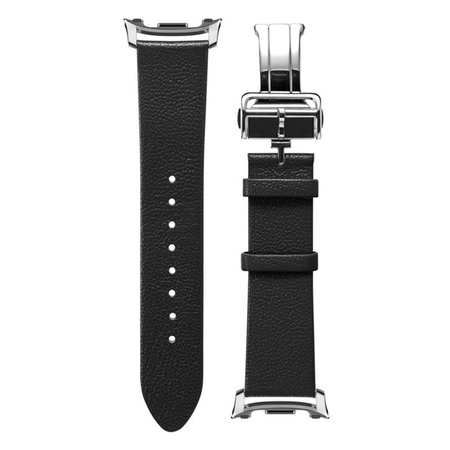 Spigen Enzo - Genuine Leather Strap for Samsung Galaxy Watch 8 / 8 Classic 40 / 44 / 46 mm (Black)