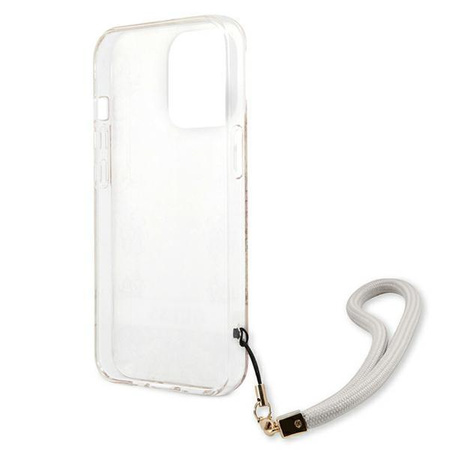 Guess Flower Cord - Case with Lanyard iPhone 13 Pro Max (Gold)