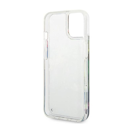 Guess Liquid Glitter Flower - Hülle für iPhone 14 Plus (Blau)