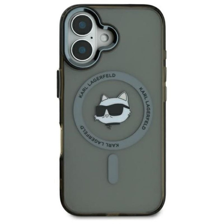 Karl Lagerfeld IML Metall Choupette Kopf MagSafe - iPhone 16 Tasche (schwarz)