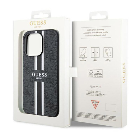 Guess 4G nyomtatott csíkos MagSafe - iPhone 14 Pro Max tok (fekete)