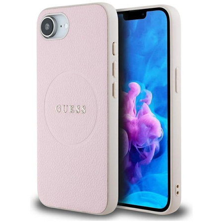 Guess Grained Ring MagSafe - tok iPhone 16e készülékhez (rózsaszín)