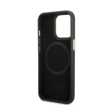 Guess Peony Logo Plate MagSafe - pouzdro pro iPhone 13 Pro Max (černé)