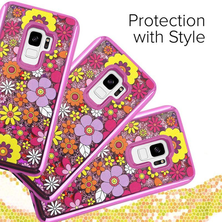 Zizo Liquid Glitter Star Case - Samsung Galaxy S9 Case (Multiflowers)