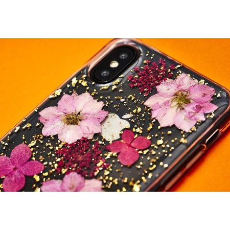 PURO Glam Hippie Chic kryt - pouzdro pro iPhone XR (zelené s pravými okvětními lístky)