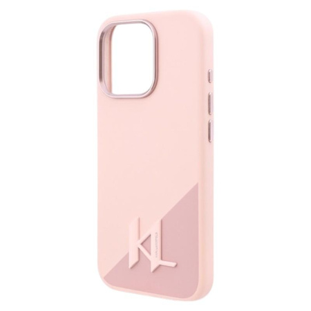 Karl Lagerfeld Silikon Schatten Metall Initial MagSafe - iPhone 16 Pro Max Fall (rosa)