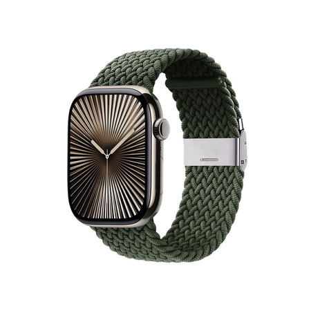 Crong Wave Band - Pletený řemínek pro Apple Watch 44/45/46/49 mm (zelený)