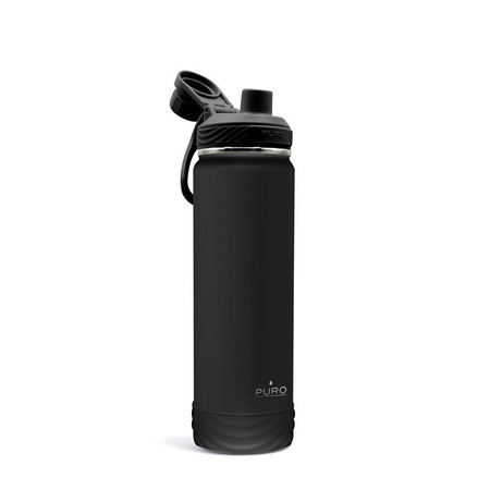 PURO Outdoor - Rozsdamentes acél termál palack 750 ml (Fekete)
