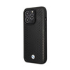 BMW Leather Diamond Pattern - Tasche für iPhone 14 Pro (Schwarz)