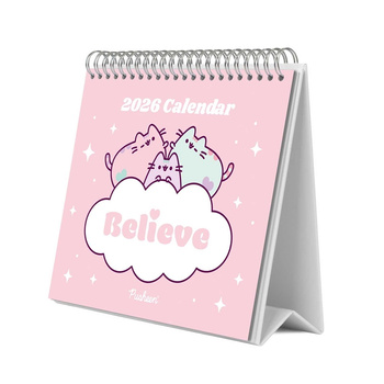 Kalendarz Biurkowy 2026 Pusheen dla Dziecka na Cały Rok Stojący Poziomy