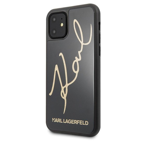 Karl Lagerfeld Double Layers Glitter Signature Case - pouzdro pro iPhone 11 (černé)