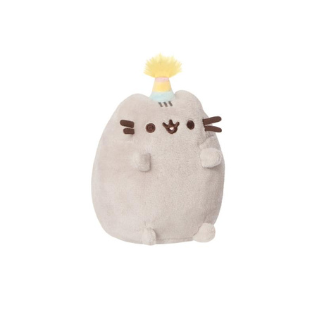 MASKOTKA KOT PUSHEEN W CZAPECZCE URODZINOWEJ, Pluszak, Przytulanka, 12 cm
