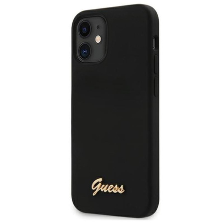 Guess Silicone Script - Coque pour iPhone 12 mini (noir)