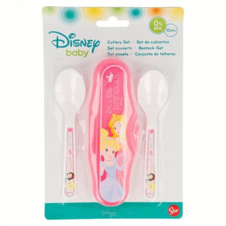 Princess - Zestaw sztućców dla dzieci w etui podróżnym (2x łyżka)