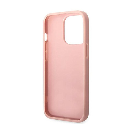 Guess Glitter Flakes Metal Logo Case - pouzdro pro iPhone 14 Pro Max (růžové)