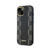 DKNY Leather Checkered Mono Pattern MagSafe - Case for iPhone 14 / 15 / 13 (Black)