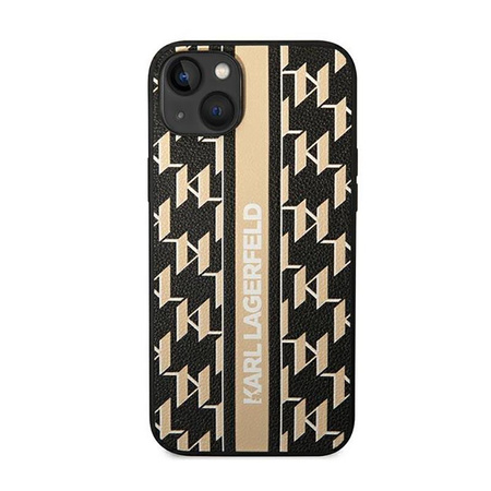 Karl Lagerfeld Monogram Stripe - Hülle für iPhone 14 Plus (Braun)