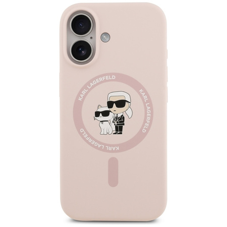 Karl Lagerfeld Silicone Karl & Choupette Ring MagSafe - Hülle iPhone 17 (rosa)