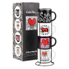 Keith Haring - Set of 4 ceramic mugs with stand 300 ml