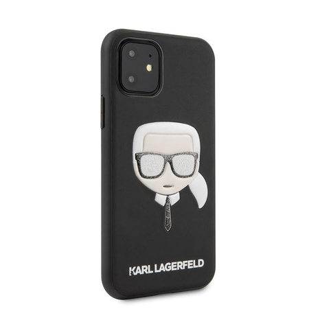 Karl Lagerfeld Iconic Embossed Glitter Case - pouzdro pro iPhone 11 (černé)