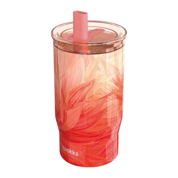 Quokka Mist - Mug thermique en acier inoxydable de 720 ml avec paille (Peach Petals)