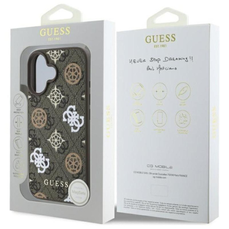 Guess Peony On 4G Background MagSafe - Case for iPhone 16 (brown)