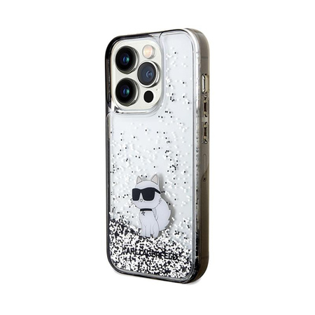 Karl Lagerfeld Liquid Glitter Choupette - pouzdro pro iPhone 14 Pro (průhledné)