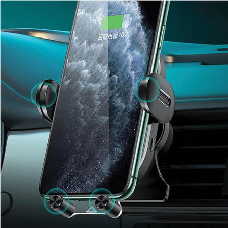 USAMS US-CD132 - Car holder with 15W wireless charging (Black)