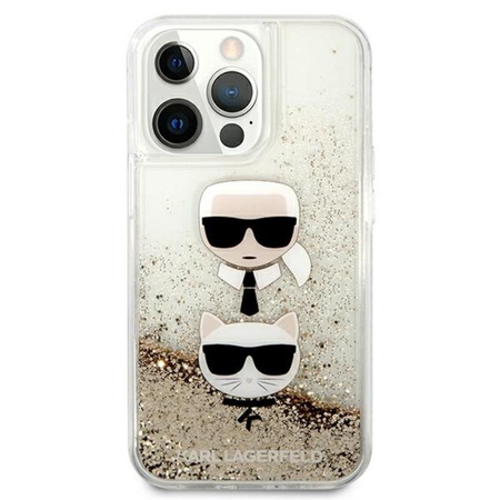 Karl Lagerfeld Liquid Glitter Karl & Choupette Head - iPhone 13 Pro Max Case (Gold)