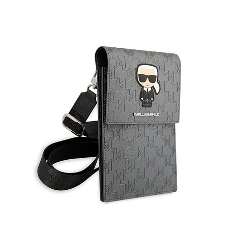 Karl Lagerfeld Monogram Ikonik Patch Wallet Phone Bag - Tasche für Smartphone und Zubehör (Silber)