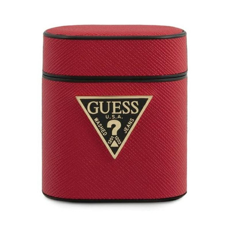Guess Saffiano - Pouzdro na Airpods (červené)