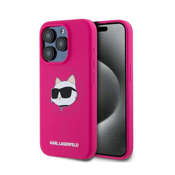 Karl Lagerfeld Silikon Choupette Kopf MagSafe - iPhone 15 Pro Tasche (rosa)
